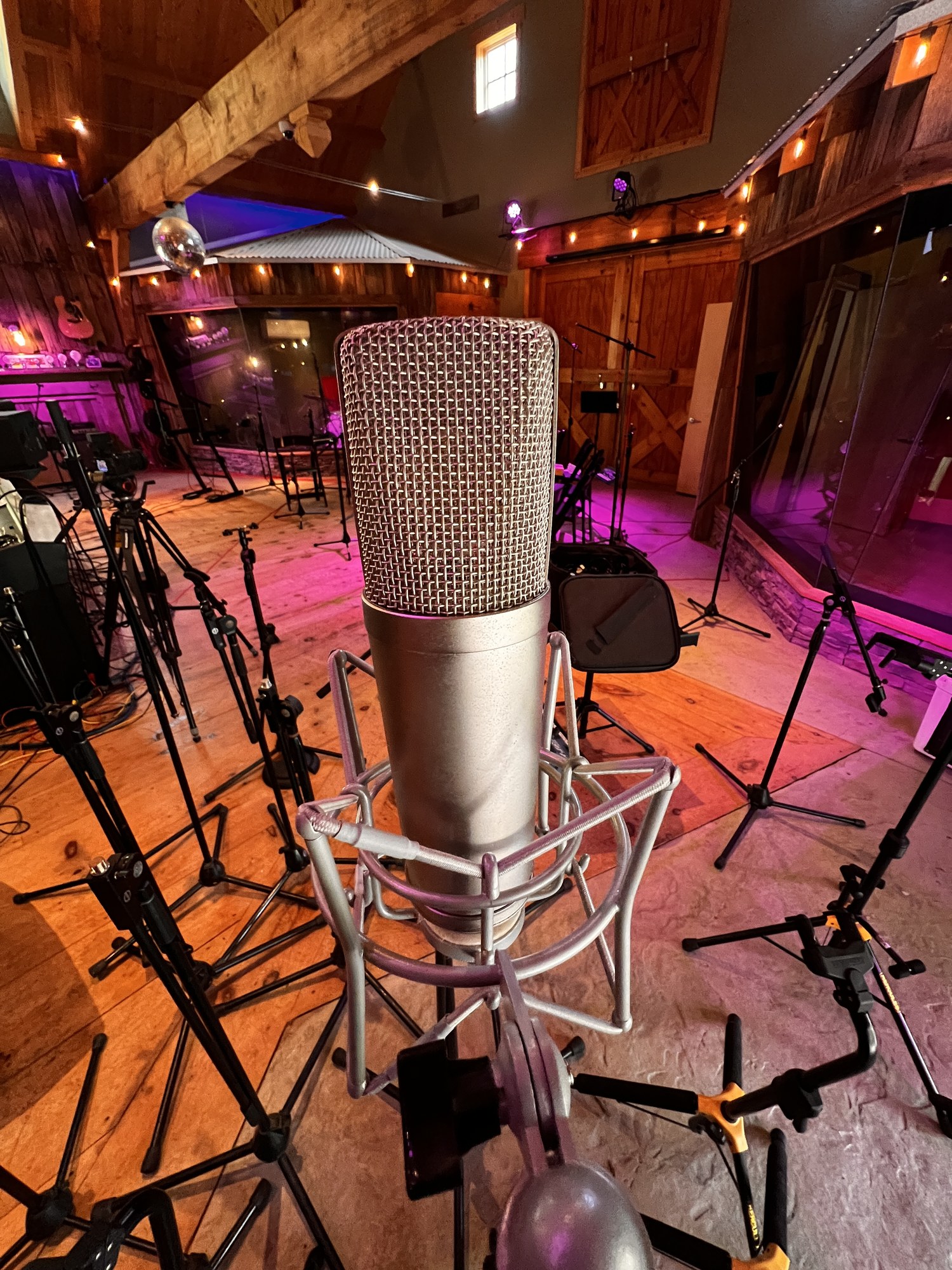 A microphone in a real Krush Audio recording environment